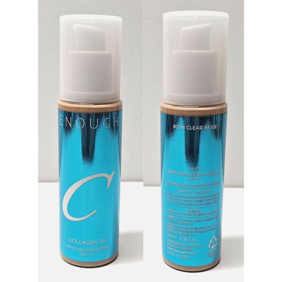 NIB ENOUGH COLLAGEN 3X Moisture Foundation #21N Clear Beige  SPF 15 3.38 fl oz - Picture 2 of 5